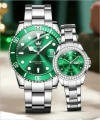 OLEVS Luxury Brand Original Couple Watch Waterproof Green Men's and Women's